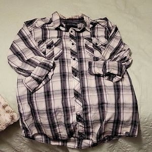 XL Machine Plaid Button Down Casual Dress Shirt.